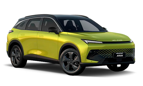 BAIC X55  цвета Жёлтый металлик с чёрной крышей 2025 купить в Новосибирске на улице Курчатова, 2/2 - siberia-ac.ru